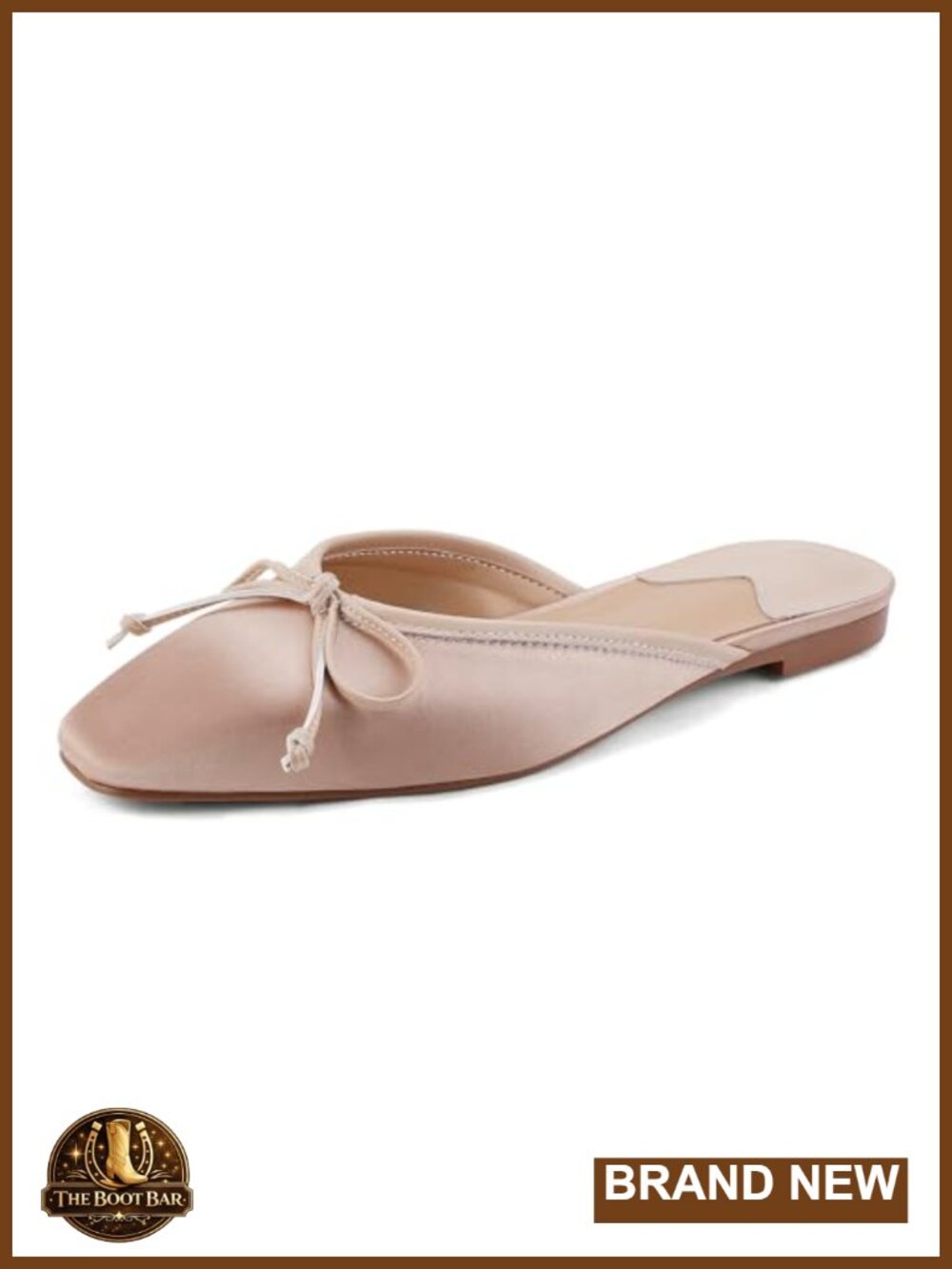 Satin Square Toe Flat Mules Ballet Flats Slip-On Women's Shoes